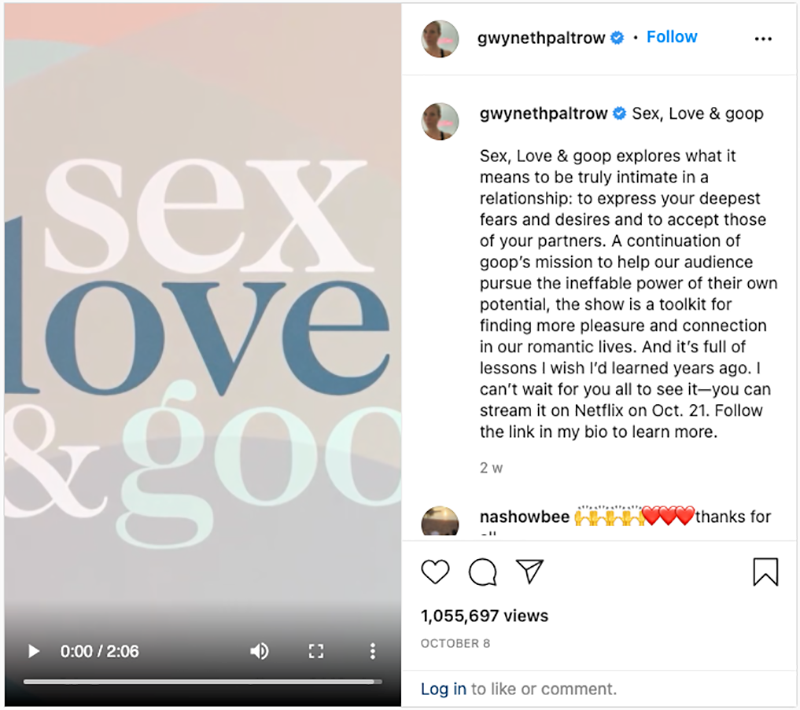 Sex, Love and Goop auf Instagram