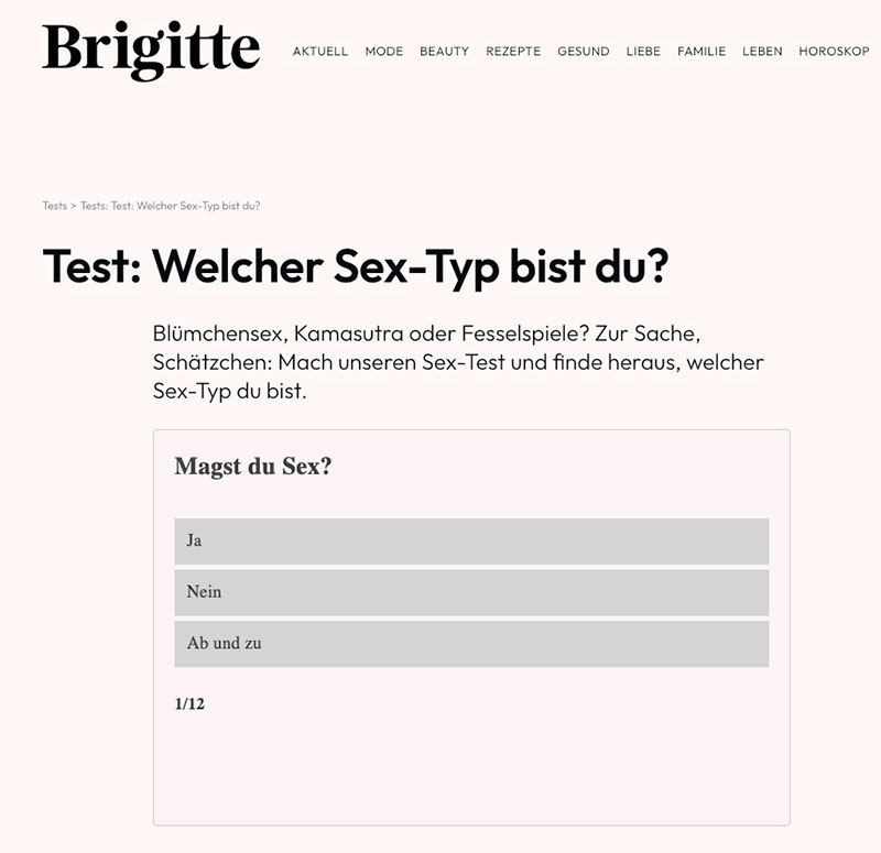 brigitte.de Sex Typ Test