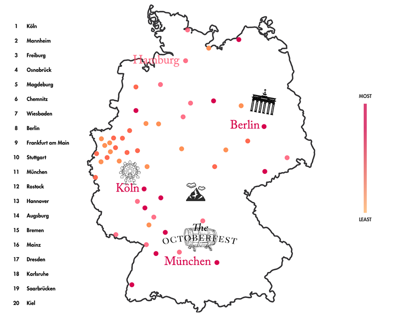 Landkarte mit den sexpositivsten Städten Deutschlands